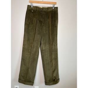 80s Polo Ralph Lauren Moss Army Green Corduroy Old Money Twee Rolled Pants 32x31